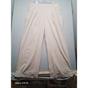 Apana Women's Lightweight Pleated  Athletic Pants Wide Legs Size XL Beige